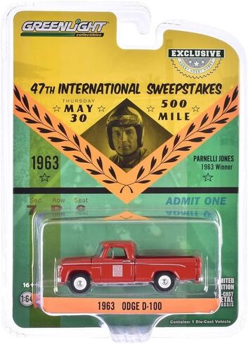 GL 1:64 1963 D-100-47th 500 Mile Sweepstakes - Official Truck Builds Tough Trucks 30402 Die-cast Car Model in Saudi Arabia