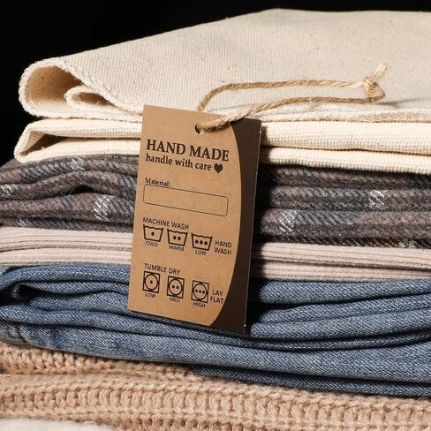 50Pack Handmade Care Instruction Tags, Material Care Instructions Cards Hand Made Fabric Instructions Tag Material Instruction Tags for Homemade Materials(Kraft Paper,2"x3") in Kuwait