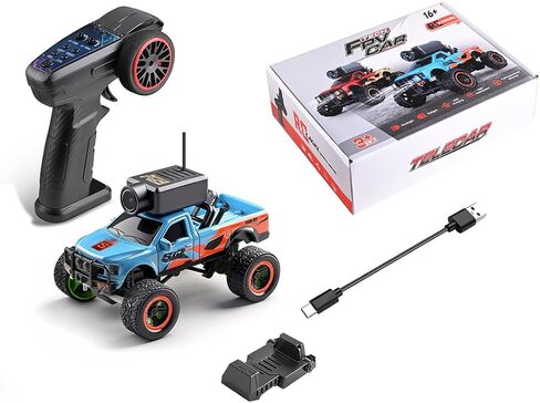 Helixsun WL 1/64 Scale RC FPV Truck APP Auto-Pairing Full-Proportional with WiFi Camera, Multi-Zone Lighting System Giving Immersive Driving (Remote Controller Included/RTR/Red) in Saudi Arabia