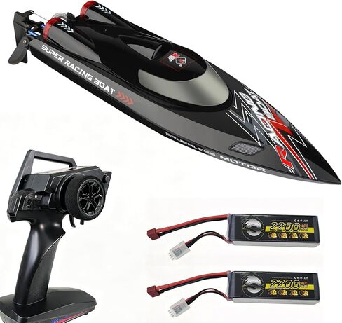 YUCT WLtoys WL916 Brushless RC Boat, 35MPH Fast Racing Boat for Pool & Lake, 18'' with 3S Power, Self-Righting, Water Cooling and Two 2200mAh Batteries in Saudi Arabia
