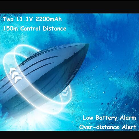 YUCT WLtoys WL916 Brushless RC Boat, 35MPH Fast Racing Boat for Pool & Lake, 18'' with 3S Power, Self-Righting, Water Cooling and Two 2200mAh Batteries in Saudi Arabia