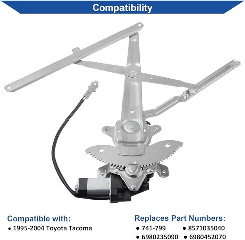Obaee Front Left Driver Side Window Regulator with Motor Compatible with 1995-2004 Toyota Tacoma 1995 1996 1997 1998 1999 2000 2001 2002 2003 2004 95 96 97 98 99 00 01 02 03 04, Replace OE 741-799 in Kuwait