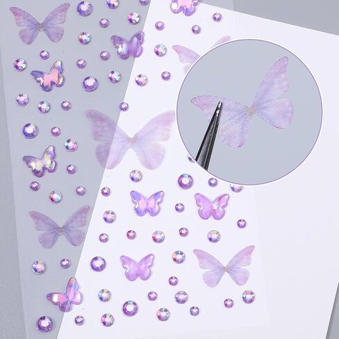 5 Sheets Face Jewels Stick On - Colorful Face Jewels for Women with Butterfly - Self Adhesive 3D Body Jewels for DIY Crafts Decorations in Saudi Arabia
