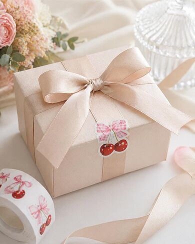 500pcs Pink Bow Stickers Roll, Self-Adhesive Cute Bow Cherry Stickers for DIY Crafts Scrapbook, Journal, Notebook, Album, Water Bottles, Envelopes, Greeting Card Decorations Supplies in Saudi Arabia