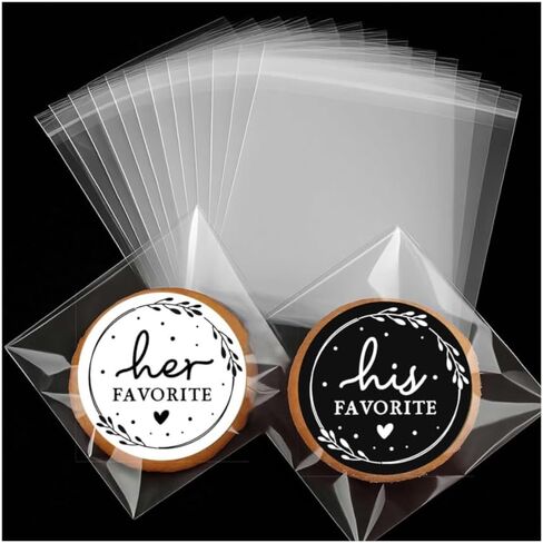 120 x His and Her Favorite Stickers with Bags – Wedding Favor Labels for Guest Welcome Bags, Candy, or Snack Treats – Bridal Shower Party Thank You Stickers – 1.6 Inch (Stickers and Bags) in Saudi Arabia