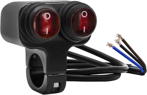 7/8" Motorcycle Light Bar Switch, Waterproof 12V 6A Handlebar Double Control Push Button Switch, Aluminium Alloy ATV ON/Off Switches for Headlights Spotlights Fog Lights in Saudi Arabia