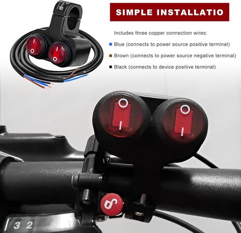 7/8" Motorcycle Light Bar Switch, Waterproof 12V 6A Handlebar Double Control Push Button Switch, Aluminium Alloy ATV ON/Off Switches for Headlights Spotlights Fog Lights in Saudi Arabia