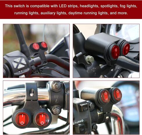7/8" Motorcycle Light Bar Switch, Waterproof 12V 6A Handlebar Double Control Push Button Switch, Aluminium Alloy ATV ON/Off Switches for Headlights Spotlights Fog Lights in Saudi Arabia