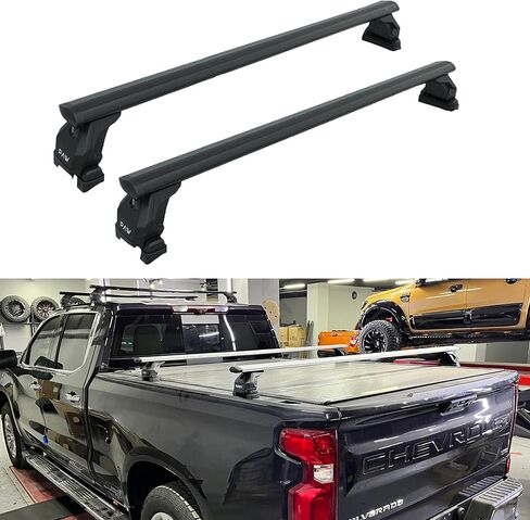 Heavy-Duty Truck Bed Rack Cross Bars,69" Aluminum T-Slot Bars(2PCS),Fits Full&Mid-Size Pickup Trucks,Fits Tonneau Covers with T-Slot Channels Only,400lbs Capacity,4 Load Stoppers,Lockable (Black) in Kuwait