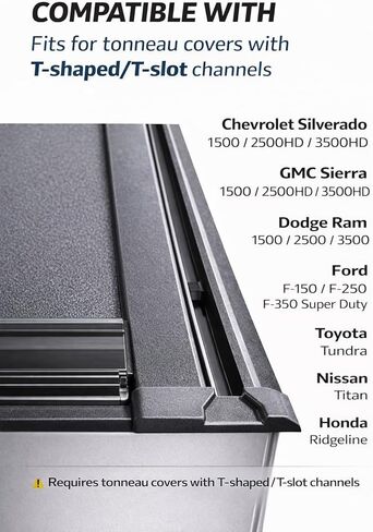Heavy-Duty Truck Bed Rack Cross Bars,69" Aluminum T-Slot Bars(2PCS),Fits Full&Mid-Size Pickup Trucks,Fits Tonneau Covers with T-Slot Channels Only,400lbs Capacity,4 Load Stoppers,Lockable (Black) in Kuwait