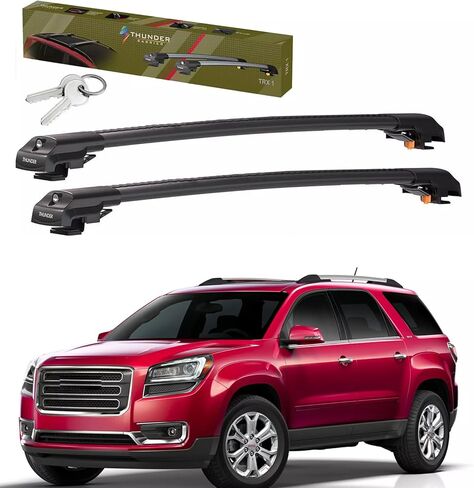 Catch USA Car Roof Rack Cross Bars for Gmc Acadia with Lock 2007-2016 Aluminum Cross Bar for Rooftop Cargo Carrier Luggage Kayak Canoe Bike Snowboard (Black) in Saudi Arabia