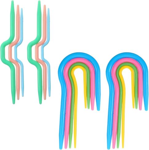 14PCS Cable Needles for Knitting, U Shape Cable Stitch Holder Needles, Plastic Bent Knitting Needle Set, Multicolor Twist Curved Hand Knit Weaving Needle in Saudi Arabia