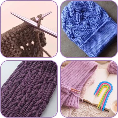 14PCS Cable Needles for Knitting, U Shape Cable Stitch Holder Needles, Plastic Bent Knitting Needle Set, Multicolor Twist Curved Hand Knit Weaving Needle in Saudi Arabia