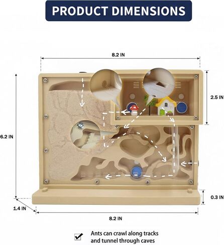 Sand Ant Farm Castle for Kids,Live Ant Habitat Kit with Nutrient Sand - Interactive Ant Colony Observation Terrarium STEM Educational Science Kit for Adults, Students (Yellow) in Saudi Arabia