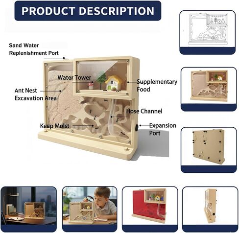 Sand Ant Farm Castle for Kids,Live Ant Habitat Kit with Nutrient Sand - Interactive Ant Colony Observation Terrarium STEM Educational Science Kit for Adults, Students (Yellow) in Saudi Arabia
