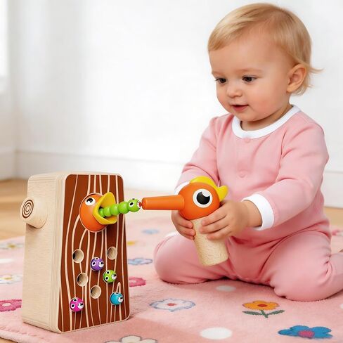 Montessori Toys for Boys and Girls Aged 2-4, Toddler Fine Motor Skills Learning, Wooden Bird Feeding Game in Saudi Arabia
