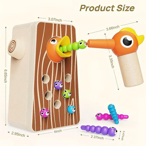 Montessori Toys for Boys and Girls Aged 2-4, Toddler Fine Motor Skills Learning, Wooden Bird Feeding Game in Saudi Arabia
