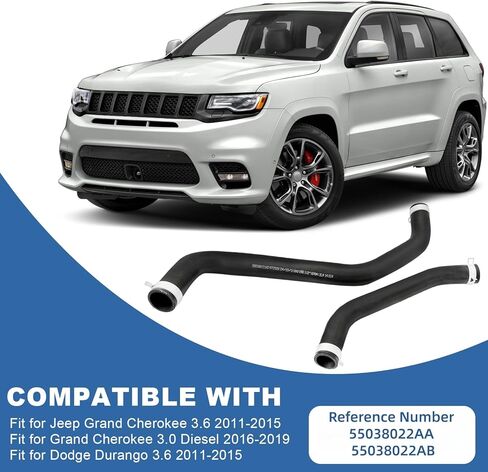 Radiator Coolant Inlet and Outlet Hose 55038022AA 55038022AB Fit for Dodge Durango 3.6 2011-2015 fit for Jeep Grand Cherokee 3.0 Diesel 2016-2019/3.6 2011-2015 in Saudi Arabia