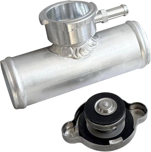 38mm 1.5" Aluminum Radiator Coolant Inline Filler Neck Upper Hose With Cap 1-1/2" Hose Natural in Saudi Arabia