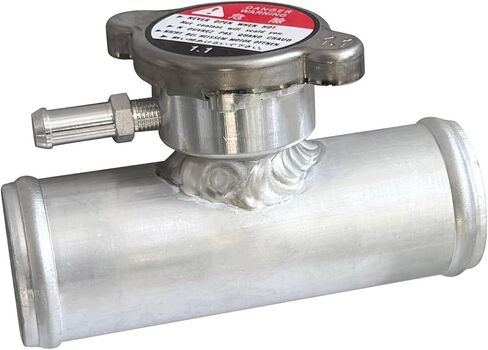 38mm 1.5" Aluminum Radiator Coolant Inline Filler Neck Upper Hose With Cap 1-1/2" Hose Natural in Saudi Arabia