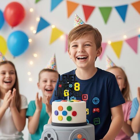 Level 8th Unlocked Cake Topper Happy 8 Birthday Cake Toppers Game Controller 8th Birthday Cake Decor - Video Play Game Movie Theme Party Supplies for Teenager in Saudi Arabia