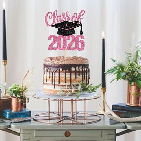 Rsstarxi 1 حزمة فئة من 2026 كعكة توبر قبعة التخرج بريق دبلوم تم تهنئة التخرج كعكة اختيار لعام 2026 موضوع التخرج لوازم تزيين الكيك باللون الوردي in Kuwait