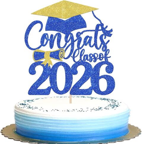 Rsstarxi 1 حزمة فئة من 2026 كعكة توبر قبعة التخرج بريق دبلوم تم تهنئة التخرج كعكة اختيار لعام 2026 موضوع التخرج لوازم تزيين الكيك باللون الوردي in Kuwait