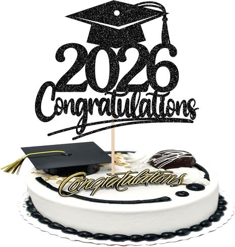 Rsstarxi 1 حزمة فئة من 2026 كعكة توبر قبعة التخرج بريق دبلوم تم تهنئة التخرج كعكة اختيار لعام 2026 موضوع التخرج لوازم تزيين الكيك باللون الوردي in Kuwait