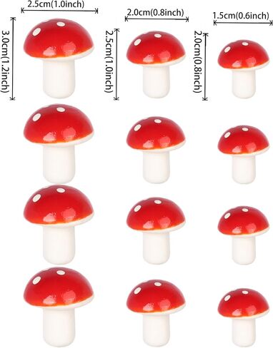 30 Pack Mushroom Cupcake Toppers Red Mini Mushroom Toothpicks Cupcake Picks for Baby Shower Boys Girls Birthday Party Micro Landscape Cake Decorations Party Supplies in Kuwait