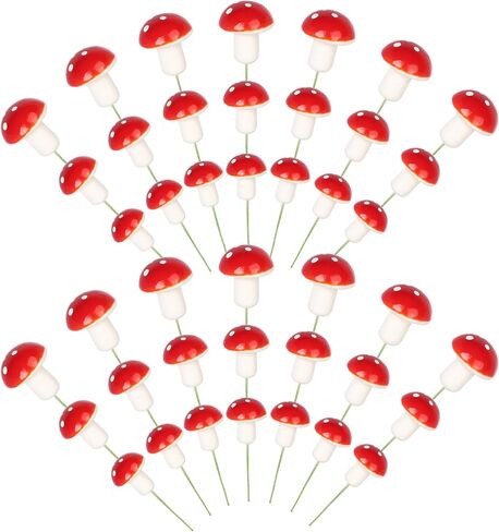 30 Pack Mushroom Cupcake Toppers Red Mini Mushroom Toothpicks Cupcake Picks for Baby Shower Boys Girls Birthday Party Micro Landscape Cake Decorations Party Supplies in Kuwait