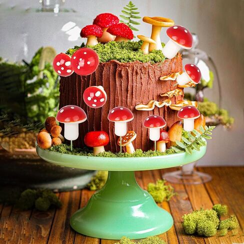 30 Pack Mushroom Cupcake Toppers Red Mini Mushroom Toothpicks Cupcake Picks for Baby Shower Boys Girls Birthday Party Micro Landscape Cake Decorations Party Supplies in Kuwait