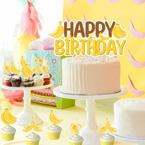 الموز عيد ميلاد كعكة القبعات العالية الموز كب كيك يختار الموز حزب كعكة الزينة الفاكهة الاستوائية كعكة ديكور للأطفال لطيف الموز حفلة عيد ميلاد لوازم in Kuwait