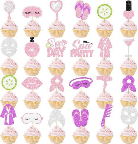 Spa Party Decorations Cupcake Toppers: Spa Birthday Party Decorations Slumber Party Decorations Spa Birthday Party Supplies for Girls Ladies Night in Kuwait