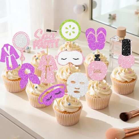 Spa Party Decorations Cupcake Toppers: Spa Birthday Party Decorations Slumber Party Decorations Spa Birthday Party Supplies for Girls Ladies Night in Kuwait