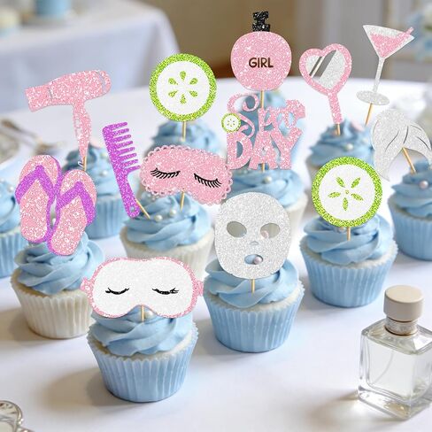 Spa Party Decorations Cupcake Toppers: Spa Birthday Party Decorations Slumber Party Decorations Spa Birthday Party Supplies for Girls Ladies Night in Kuwait