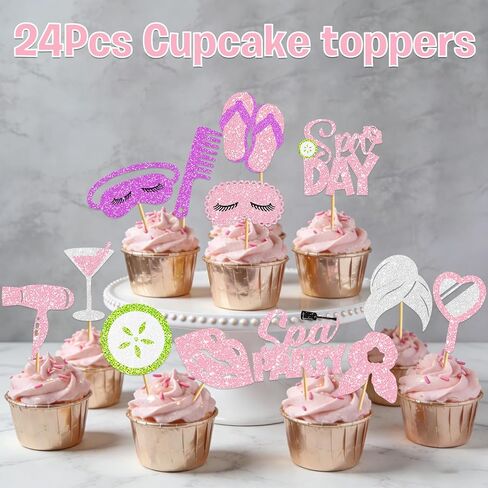 Spa Party Decorations Cupcake Toppers: Spa Birthday Party Decorations Slumber Party Decorations Spa Birthday Party Supplies for Girls Ladies Night in Kuwait