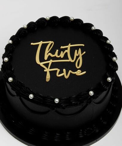 Thirty Five Cake Topper - Acrylic Gold Happy 35th Birthday Cake Decor - Cheers to 35 Years Birthday Party Decorations Supplies in Kuwait