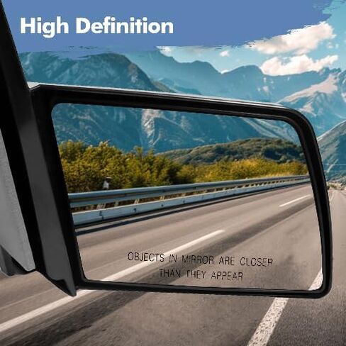 PM Auto Right Passenger Side Manual Non-Folding View Mirror Chrome/Convex+Warning Black Smooth For 1988-1999 Chevrolet C1500 in Kuwait
