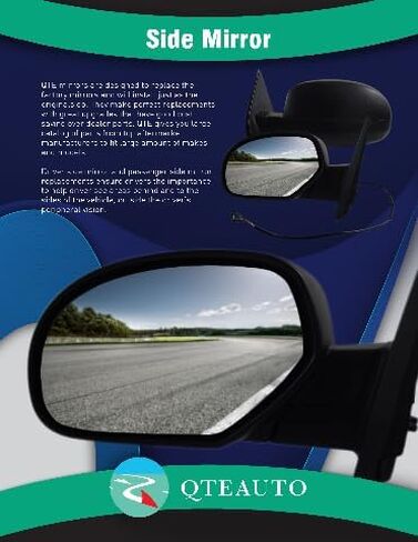 PM Auto Right Passenger Side Manual Non-Folding View Mirror Chrome/Convex+Warning Black Smooth For 1988-1999 Chevrolet C1500 in Kuwait