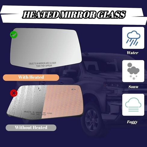 Right Passenger Side Mirror Compatible With 2019-2024 Chevy Silverado 1500 With Heated Power Glass Manual Folding With Temperature Sensor 7-Pins Textured Black in Saudi Arabia
