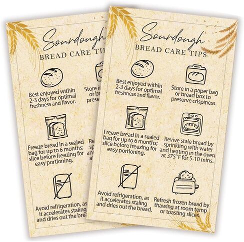 100 Pack Sourdough Bread Care Instruction Card 3.5x2.1 Sourdough Care Cards Bread Stickers for Sourdoug Supplies Storage Tip Label Sourdough Stickers for Packaging Bread Sourdough Essentials in Saudi Arabia