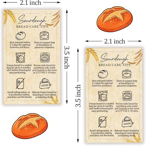 100 Pack Sourdough Bread Care Instruction Card 3.5x2.1 Sourdough Care Cards Bread Stickers for Sourdoug Supplies Storage Tip Label Sourdough Stickers for Packaging Bread Sourdough Essentials in Saudi Arabia