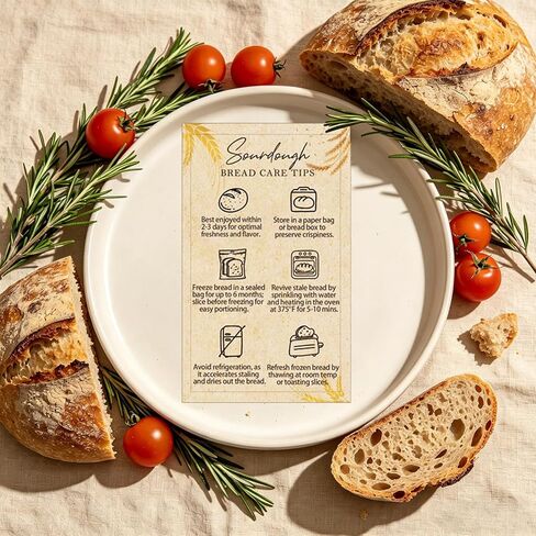 100 Pack Sourdough Bread Care Instruction Card 3.5x2.1 Sourdough Care Cards Bread Stickers for Sourdoug Supplies Storage Tip Label Sourdough Stickers for Packaging Bread Sourdough Essentials in Saudi Arabia