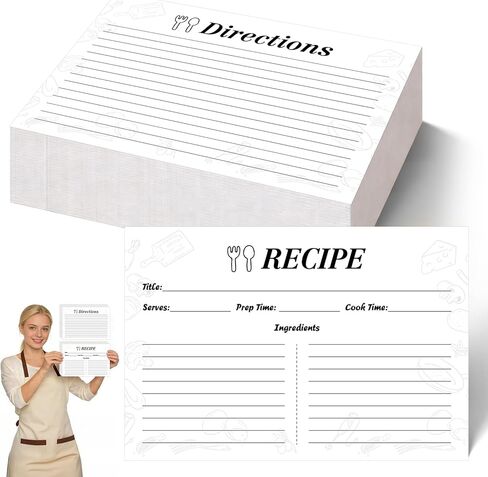 4x6 Inch Kraft Recipe Cards, 110 Sheets Double Sided Thick Card Stock with Lines, Vintage Cooking Cards for Wedding, Bridal Shower and Baby Shower,Kitchen Diaries(Brown) in Kuwait