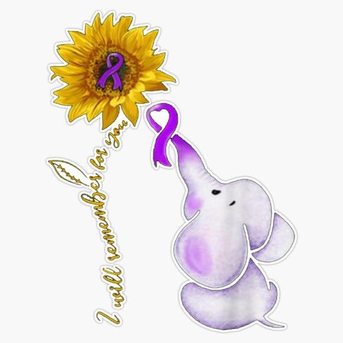 Magnet Elephant I Will Remember for You Sunflower Alzheimers Awareness Magnetic Vinyl Sticker 5" in Kuwait
