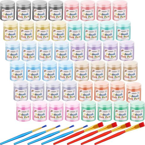 Faccito 12 Pcs Sidewalk Chalk Non Toxic Paint Kit Washable Powdered Chalks Mix in Water 12 Vibrant Colors with Paintbrush for Creative Sidewalk and Chalkboard Fun in Saudi Arabia