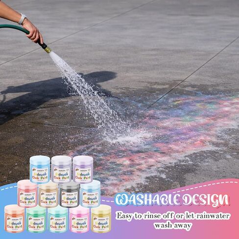 Faccito 12 Pcs Sidewalk Chalk Non Toxic Paint Kit Washable Powdered Chalks Mix in Water 12 Vibrant Colors with Paintbrush for Creative Sidewalk and Chalkboard Fun in Saudi Arabia
