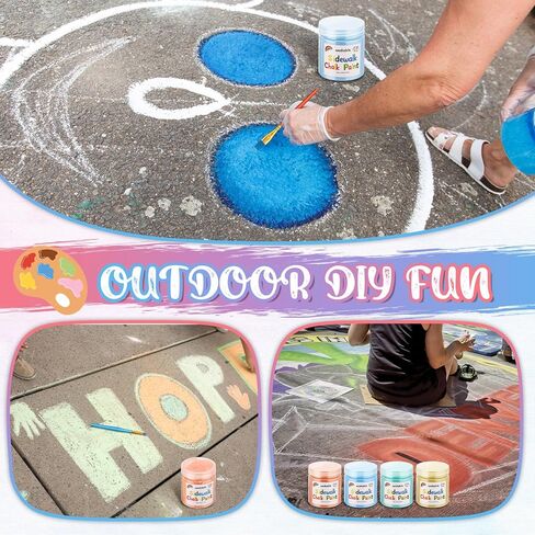 Faccito 12 Pcs Sidewalk Chalk Non Toxic Paint Kit Washable Powdered Chalks Mix in Water 12 Vibrant Colors with Paintbrush for Creative Sidewalk and Chalkboard Fun in Saudi Arabia