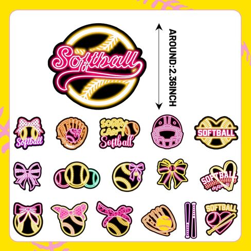 120PCS Neon Softball Stickers Softball Party Favors Birthday Party Decorations Vinyl Waterproof Stickers for Water Bottle Laptop Luggage Helmet in Saudi Arabia