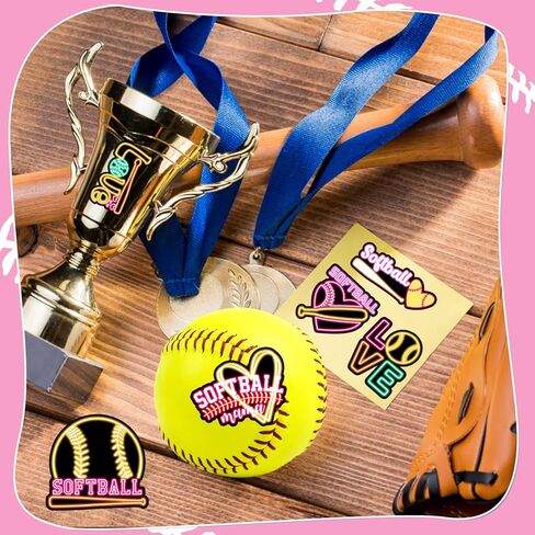 120PCS Neon Softball Stickers Softball Party Favors Birthday Party Decorations Vinyl Waterproof Stickers for Water Bottle Laptop Luggage Helmet in Saudi Arabia